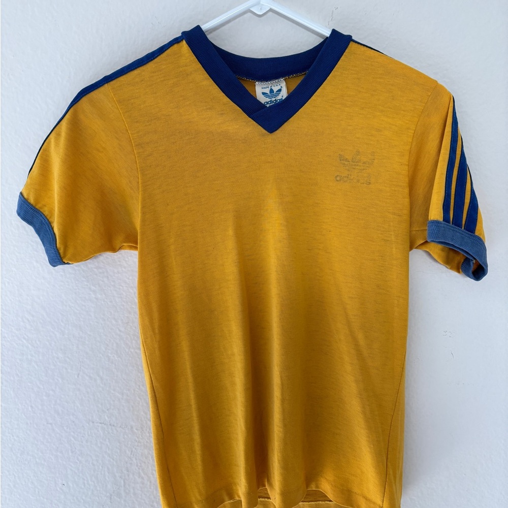 Adidas Yellow and Blue Short Sleeve Tee